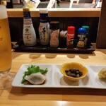 糀素弓 - 生ビール、お通し