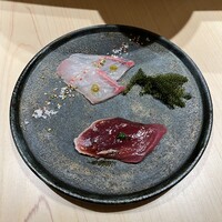 銀座 鮨 魯久 - お造り(カツオ･ブリ・海ぶどう)