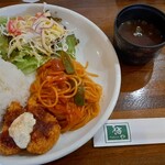 福や - 料理写真:エビカツ＆ナポリタンのワンプレート