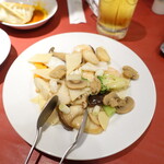 千馬 - 海老と紋甲イカ塩味炒め（1200円）