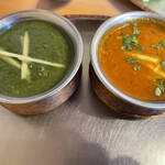 やっぱりインディア - サグチキンカレー、ひよこ豆とじゃがいもカレー