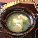 レストラン QUATRE CINQ (道後夢蔵) - 山菜ちぎり豆腐 空豆すり流し