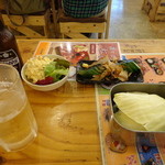 満マル 小岩店 - ホッピーセット　ポテサラ　きゅうり一本漬　生キャベツ　