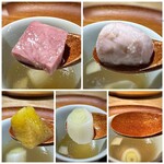 中華 大しげ - ＊それぞれの食材も一手間加えられ、それだけを頂いてもスープと一緒に頂いても美味。(´∀｀*)