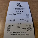 天ぷら　若杉 - レシート。
