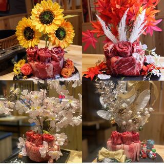 お祝い焼肉★季節肉ケーキでサプライズ☆