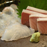 大納言本家 - 天ぶりと平目の刺身 