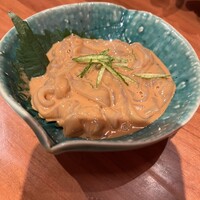 蕎麦 蘇枋 - 自家製アオリイカの塩辛。舌に吸い付く旨さ。