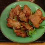 驛麺家 - おつまみ 鶏肉ねぎかけ (税込) 50円 ※50円で結構ボリュームあります (2024.10.30)