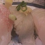 回転鮨 清次郎 - 白身3点盛り（活〆ソイ・連子鯛・活〆スズキ）