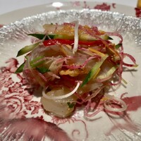 Ino Cantonese 日本橋 たかせ - 白身魚刺身サラダ和え広東風 オリジナル醤油ドレッシング