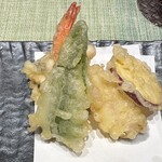 あなご屋銀座ひらい - あなごと野菜の天ぷら盛り合わせ