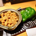 炭火焼鳥と水炊き 五郎一 - 肉詰めのピーマン