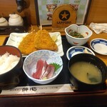 醉心酒蔵 - 鯵フライ定食（小刺身付き）
