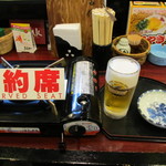 予約席に生ビールが