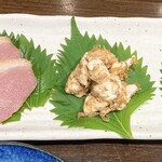 三酉屋 - 鴨、クリームチーズおかか和え、あさりのチャンジャ