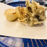 割烹 天ぷら 三太郎 - えび芋　舞茸