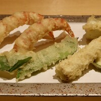 玄水 - 海老、モロッコインゲン、ヤングコーン、ズッキーニ、茄子