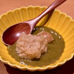 鮨トキドキ串 海老虎 - 鮑の肝ソース