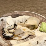 鮨トキドキ串 海老虎 - 牡蠣の燻製