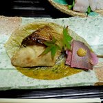 Biwa Reiku Otsuka - 焼物（寒鰤 味噌柚庵焼き、ローストビーフ）