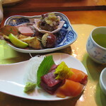 鯛や - 前菜と刺身