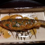 270076874 - 【焼物】☆☆☆子持ち鮎油煮焼。ソースは梅の酸味
