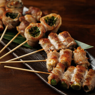 "Vegetable Skewers: Grilled Skewers Wrapped with Meat and Vegetables!"