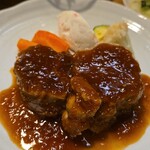 キッチン ブルー グローブ - 反対側から、ソテーオニオンのポリネシアンソースはジェル状