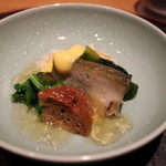 岩さき - <2014/05夜>アワビ、大徳寺麩の土佐酢ゼリーがけ