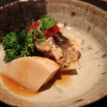 岩さき - <2014/05夜>先付：焼きアナゴと筍、菜の花添え