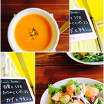 Smoke & Vegetable Bistro SARU - ランチのスープとサラダ