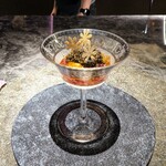 NH - 発酵フルーツトマトのエスプーマ きたうち牧場のプレミアムビーフのタルタル 牛のコンソメのジュレ 函館の生雲丹 2種類のキャビア