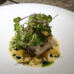 NH - 長崎県白甘鯛 じゃがいもとチョリソー ボルドーのソーテルヌのソース