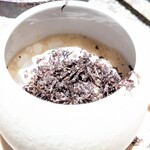 NH - フォアグラや鮑の肝のロワイヤル 島根県の黒鮑 日本国内の全てのきのこの旨味のスープ トリュフ