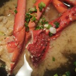 いも膳 - 伊勢海老の刺身を頂いている合間に、スタッフさんが伊勢海老の頭を汁物にしますって持って行く。次男、暫し名残り惜しそうに伊勢海老さまとお別れ。（笑）超美味しい伊勢さまの頭の味噌汁が再登場❗(⌒,_ゝ⌒)❤