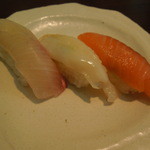 Sushiichiba - かんぱち（６８円）、サーモン（６８円）、つぶ貝（６８円）もなかなかの美味しさ