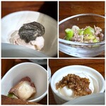 チャイニング ブース - ＊蒸し鶏の胡麻ソース掛け。 ＊蛸のカルパッチョ風。 ＊お豆腐の肉味噌掛け ＊アスパラの和え物、、など。