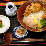 Jukusei Udon Nakaya - とり唐ぶっかけ定食、豚みそごはん