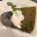 ワインレストラン ドミナス - 和三盆の抹茶シフォンと黒ごまのアイス