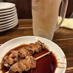 焼串鶏 - 二杯目も冷え冷え！