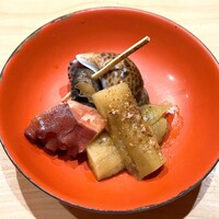 鮨 つきうだ - ナスの煮浸し タコ バイ貝