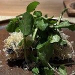 A TUTTA - イワシ、燻製チーズ、カダイフ巻き、揚げ、クレソン