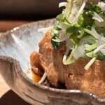 炭焼 おかげさん - 高坂鶏の鶏油で揚げた厚揚げ