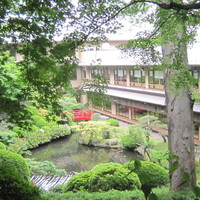 鶯啼庵 - 庭園からお店を臨む