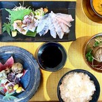 食堂 ナマケモノ - 「醤油無し刺身」定食（公式アカウントから拝借）