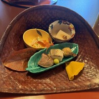 東京 芝 とうふ屋うかい - 柿なます、落花生とうふ、合鴨ロース煮、かます炙り寿し、くわい