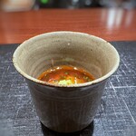 奈良屋町 青 - ◆余市の鮟肝（鮟肝の中でも高級品です）の餡をかけた茶碗蒸し・・これ絶品！ 夫が思わず「これは美味しい！」と珍しくも声に出しました。感動すら覚える味わいでした。