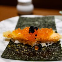 天冨良 ふぐ 銀座 天 - 海苔巻き（イクラ、キャビア、ズワイガニ、からすみ）