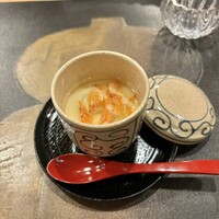 よし澤 - 先付け　桜エビ茶碗蒸し　中に焼きナス　優しいお出汁が美味しい